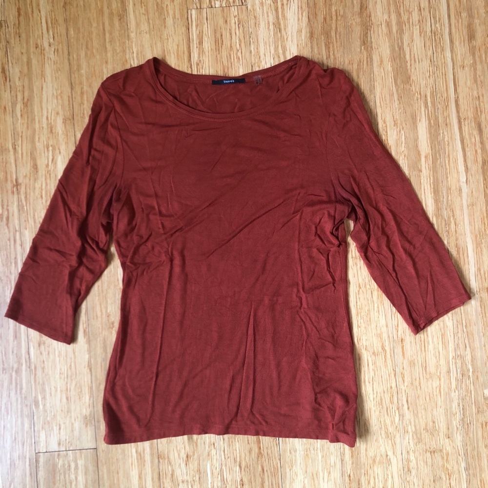 Tahari Rust Crew Neck 3/4 Sleeve shirt - M